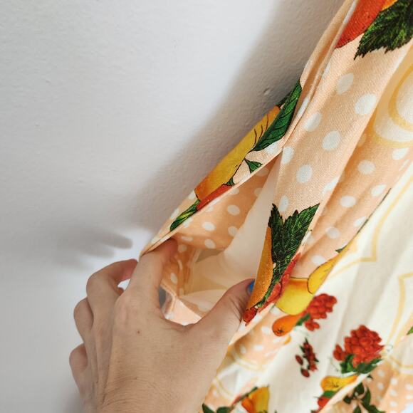 Caroline Constas Fruit Print Linen Blend Maxi Dress M Cottagecore Farmhouse Chic - Picture 6 of 9